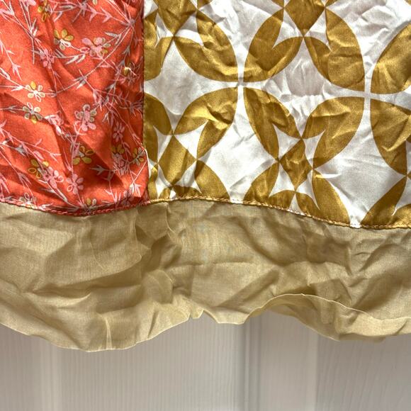 Garnet Hill Silk Dress, Boho Empire Waist, Patchwork Baby Doll Size L - Picture 5 of 7